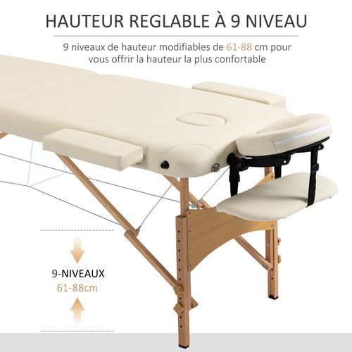 Table de massage pliante Relais beige, détail de la structure