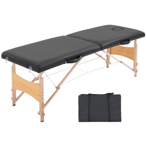 Table de massage pliante 2 zones, coloris noir, vue de 3/4