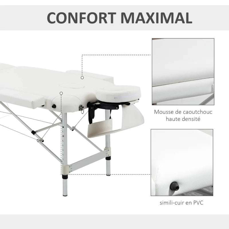 Table de massage pliante Nomade 3 zones blanc, photo 6