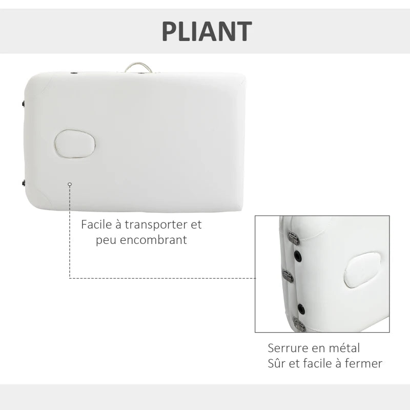 Table de massage pliante Nomade 3 zones blanc, photo 5