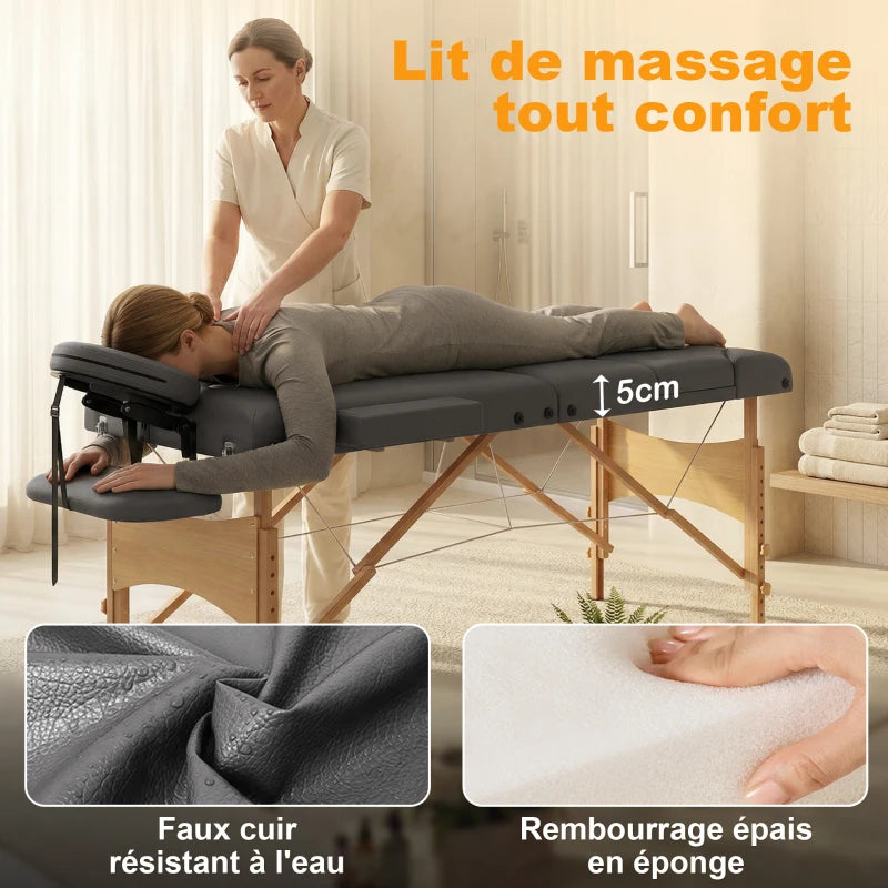 Table de massage pliante Itinéraire 3 zones gris, photo 6