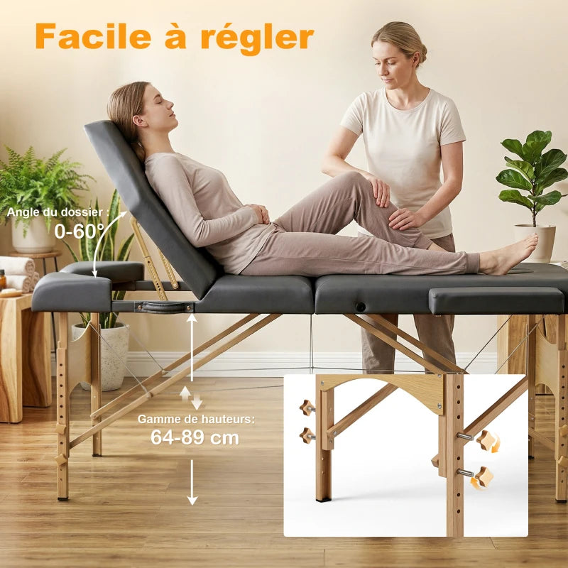 Table de massage pliante Itinéraire 3 zones gris, photo 9